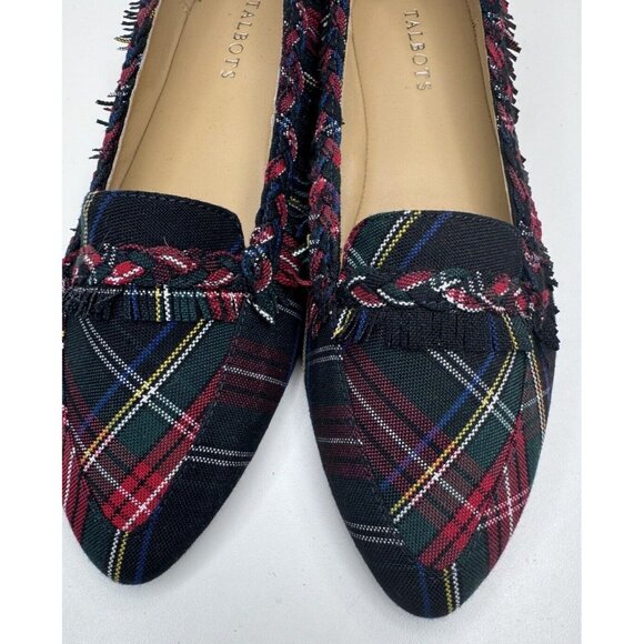 Talbots Women's Plaid Braid Fringe Pointed Toe Loafers Size 9 - Picture 2 of 12
